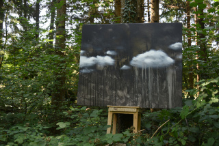 Les yeux dans les cieux - Exposition �ph�m�re de peinture FloK � Denezy
