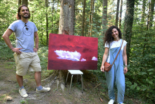 Les yeux dans les cieux - Exposition �ph�m�re de peinture FloK � Denezy